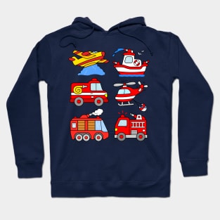 Toddler Firefighter Cars Firetrucks Kids Hoodie